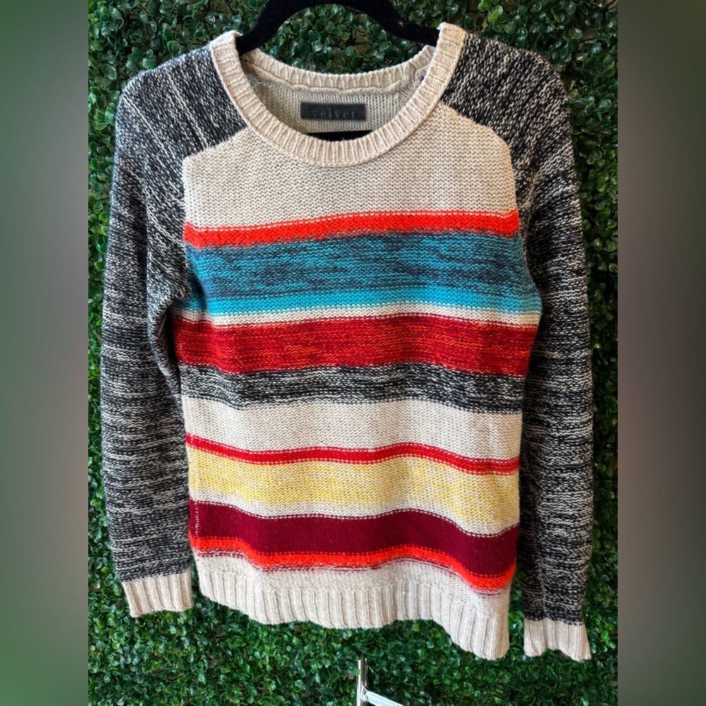 Velvet Graham & Spencer Pearla Wool Blend Colorful Knit Sweater